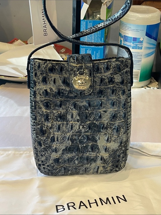 Brahmin Handbags - Brahmin Marley Crossbody Croc Embossed Glacier EUC NWT with Dust Bag